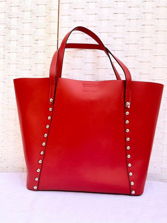 Rebecca Minkoff Handbags - Rebecca Minkoff Red Leather Studded Tote